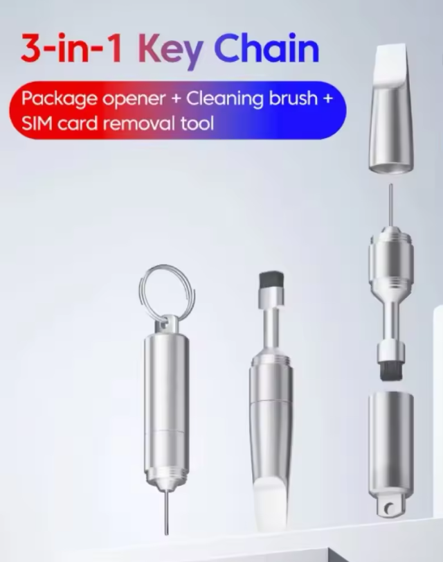 Miniature 3 in 1 Brush Keychain